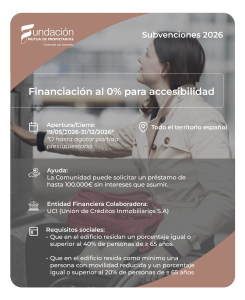 Lee más sobre el artículo FUNDACIÓN MUTUA DE PROPIETARIOS ABRE LAS AYUDAS A LA FINANCIACIÓN DEL PROGRAMA ‘SIN BARRERAS’